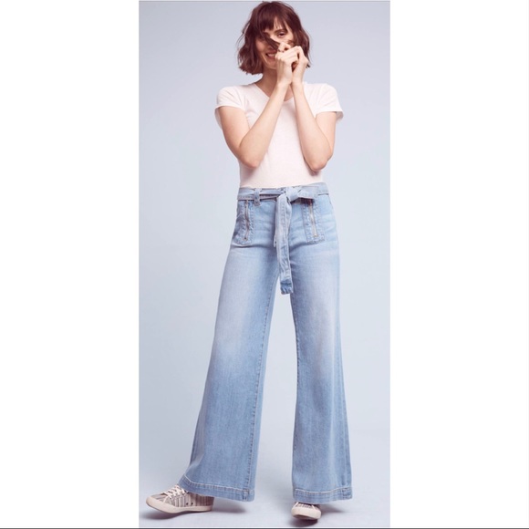 wide leg belted jeans